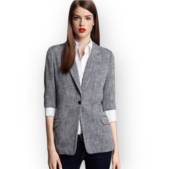 ELIZABETH and James Long Blazer Ruched Sleeve Size 10 - Picture 2 of 11